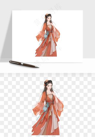 古风美人女子背影png免抠