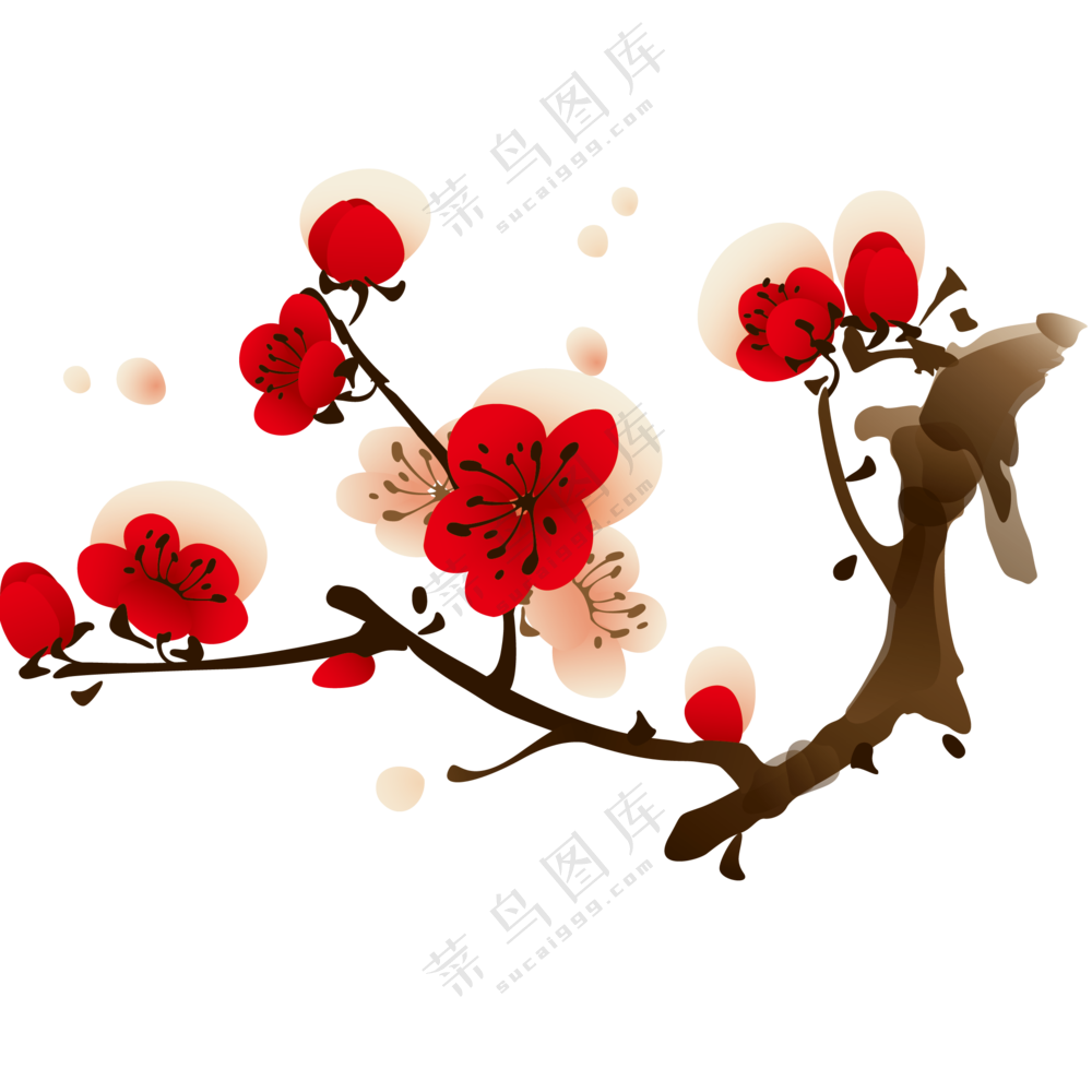 绘画创意梅花装饰图案免抠PNG素材