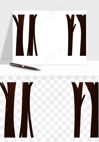 卡通树干枯树树林png免抠