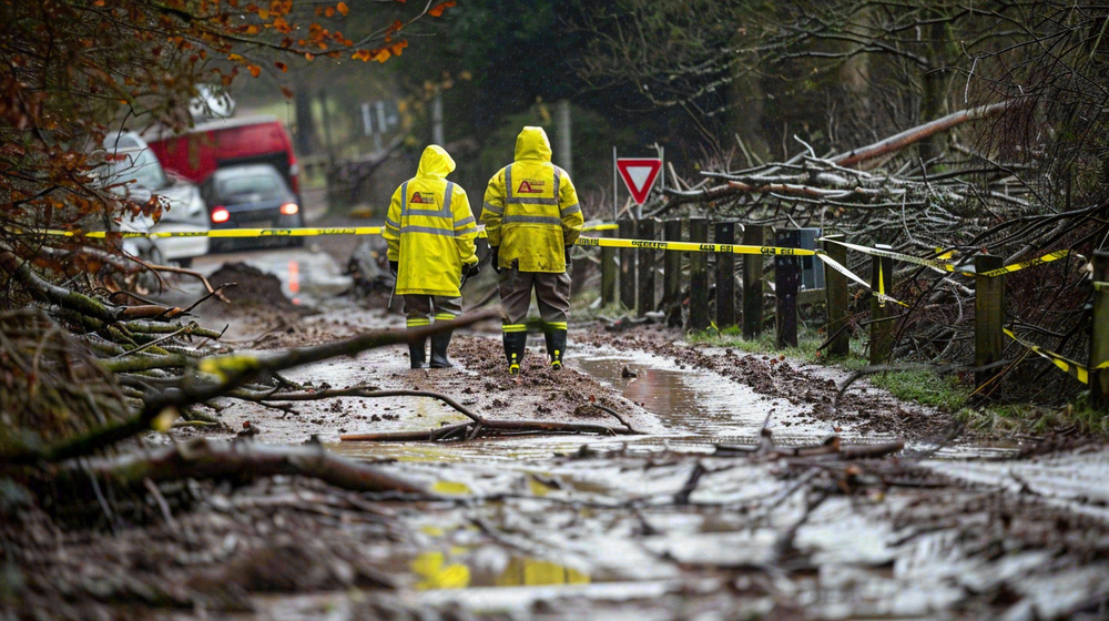洪水自然灾害防洪预警摄影图
