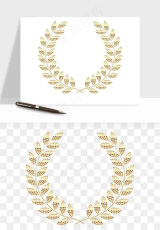 边框橄榄桂枝麦穗奖章png免抠