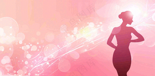 粉色女生光圈浪漫唯美妇女节插画背景