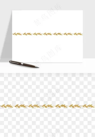 金色植物花环边框png免抠