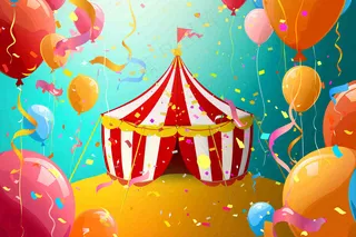 游乐园马戏团彩带气球愚人节卡通插画背景