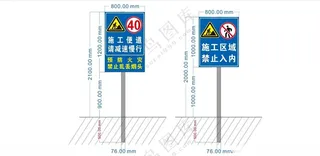 施工警示牌标识标牌限速四十