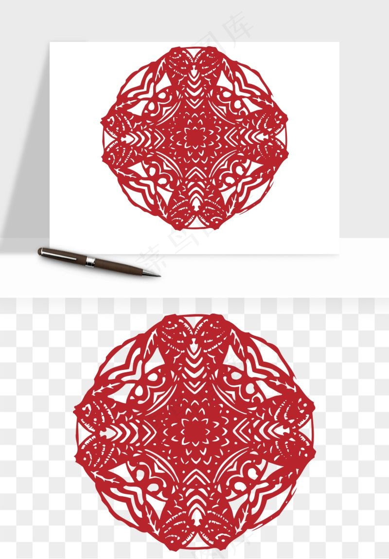 传统窗花剪纸图案png免抠