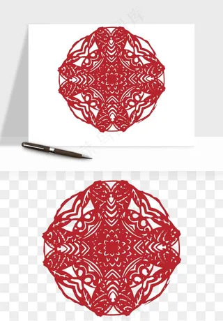 传统窗花剪纸图案png免抠