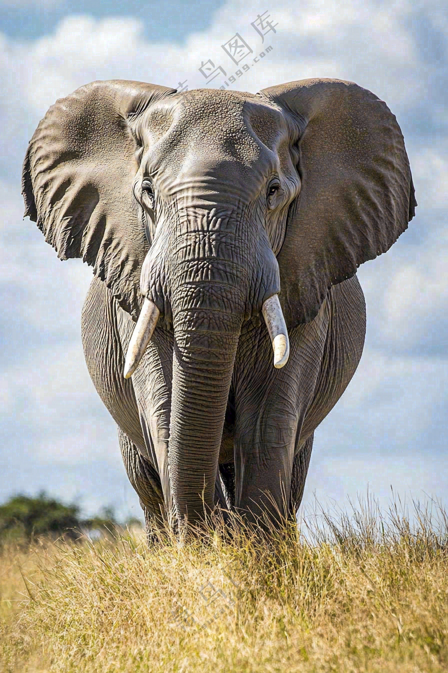 非洲大草原大象象群野生动物保护动物摄影图