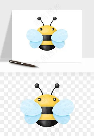 卡通蜜蜂采蜜png免抠