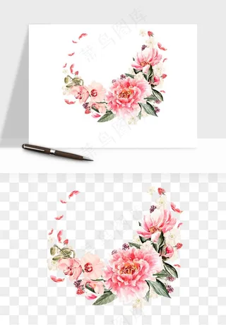 水彩复古花卉png免抠
