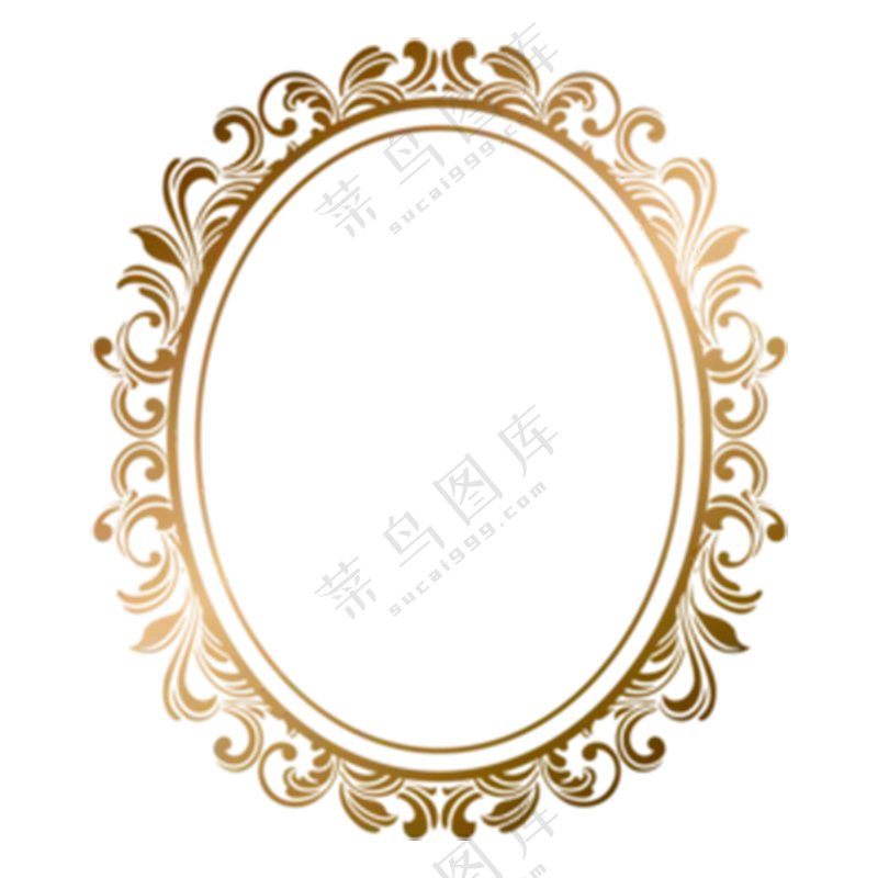 金色复古轻奢风椭圆免扣图