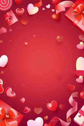 粉色礼物爱心妇女节情人节七夕插画背景