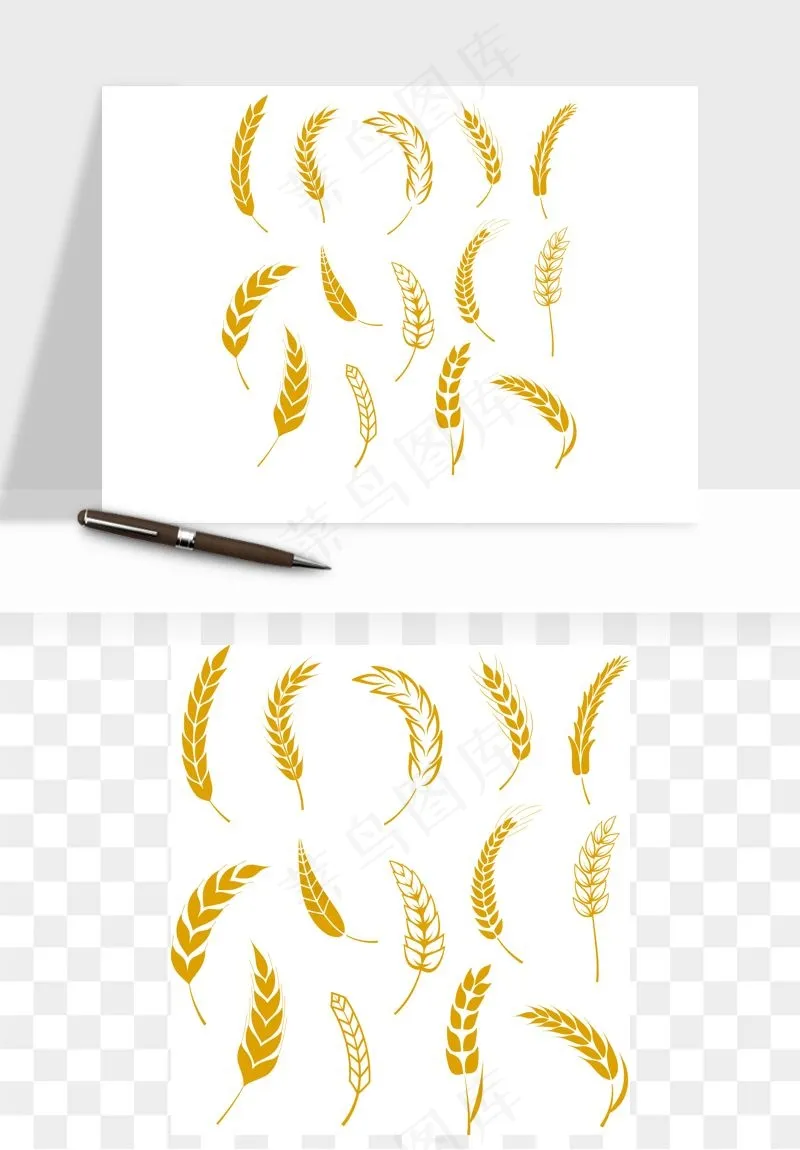 手绘麦穗稻穗麦秆矢量png免抠