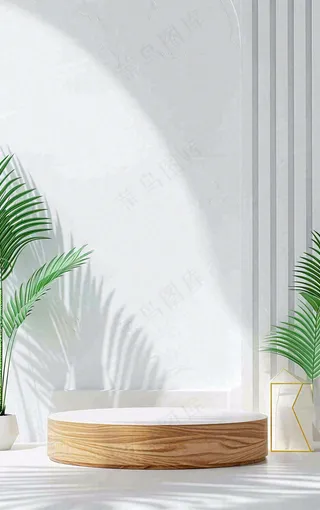 美妆护肤3d展台清新背景