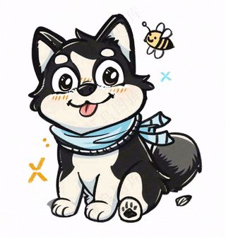 小狗宠物动物卡通插画免抠
