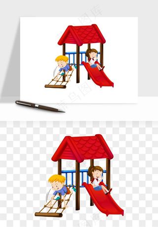 手绘儿童小孩玩耍png免抠