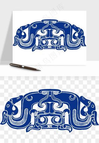 青花瓷花纹花卉图案png免抠