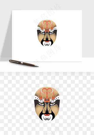 手绘戏剧脸谱卡通面具png免抠