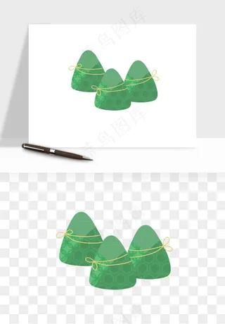 国潮粽子手绘肉粽png免抠