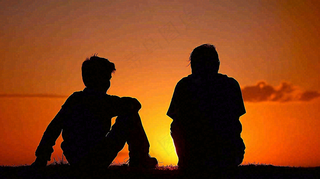 父亲节爸爸和孩子剪影亲情摄影图