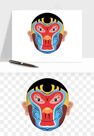 手绘戏剧脸谱卡通面具png免抠