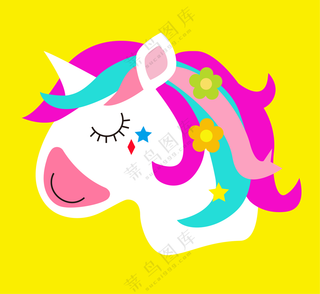 卡通独角兽矢量图
