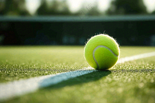 网球馆草地上的网球摄影图