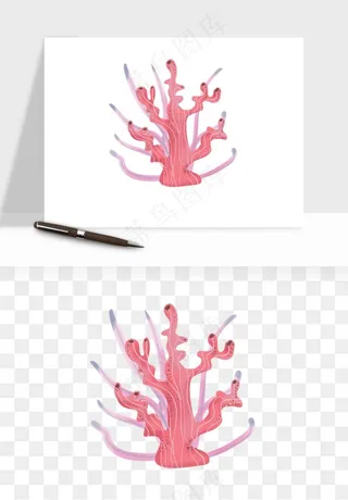 卡通珊瑚海底植物png免抠
