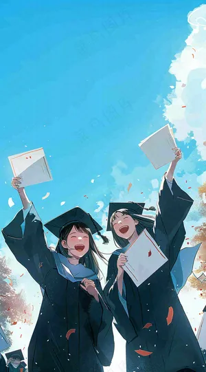 学生毕业季考试青春插画背景