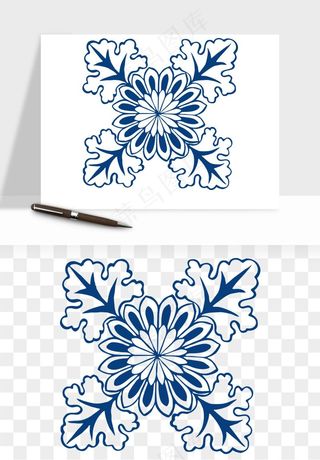 青花瓷花纹花卉图案png免抠