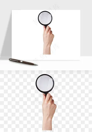 手绘放大镜镜片png免抠