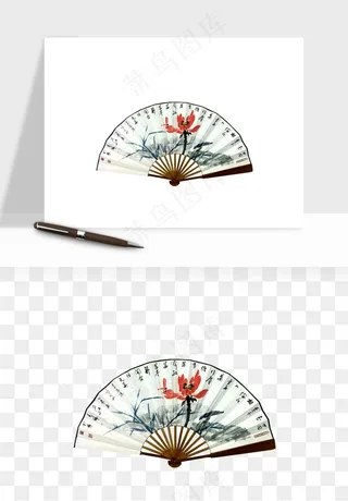 古风扇子元素png免抠