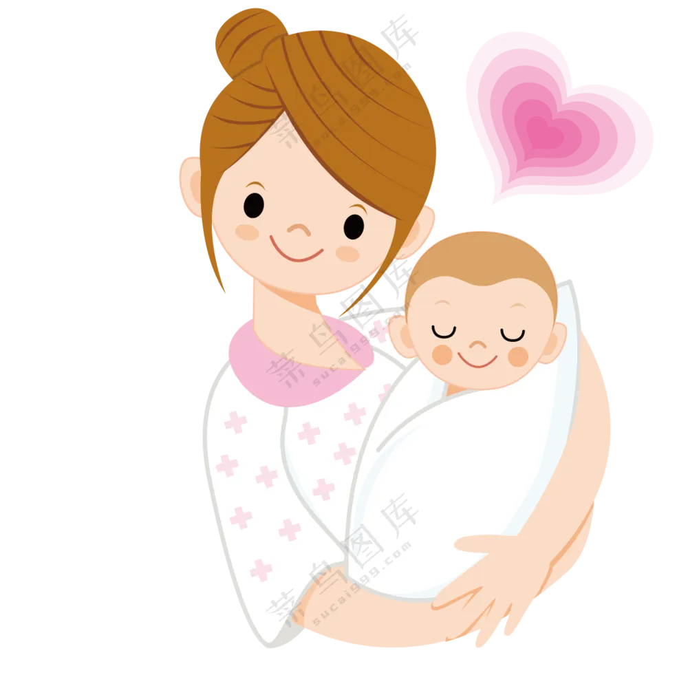 怀里抱着小宝宝的宝妈人物免抠图片