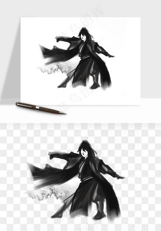水墨江湖侠客武侠剪影png免抠