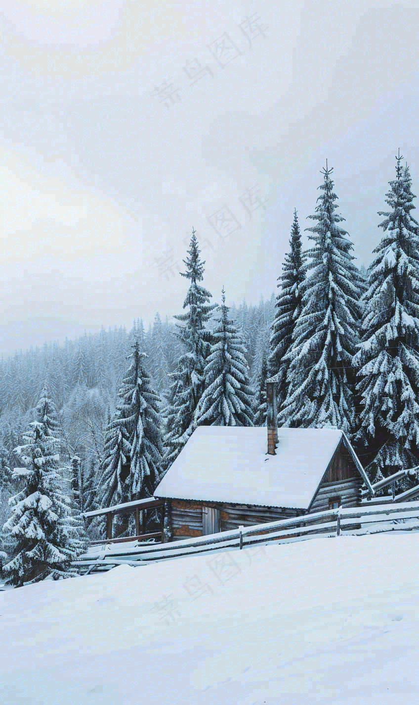 冬天寒冷白雪结冰大寒摄影图