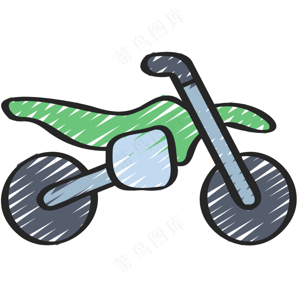 绿色摩托车 机车 铅笔手绘图标icon
