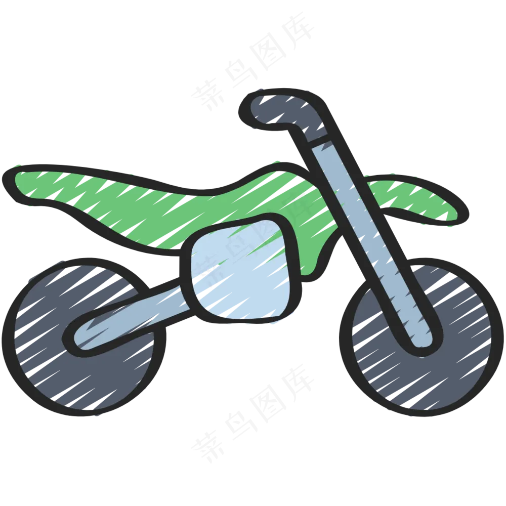 绿色摩托车 机车 铅笔手绘图标icon