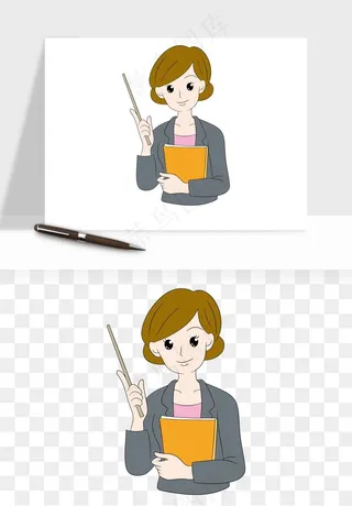 手绘教师讲课png免抠