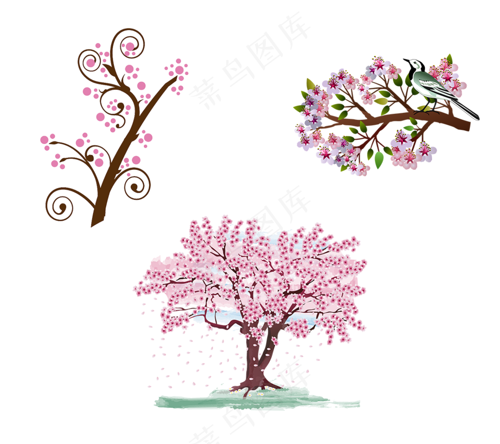 树枝/花/粉色/装饰素材