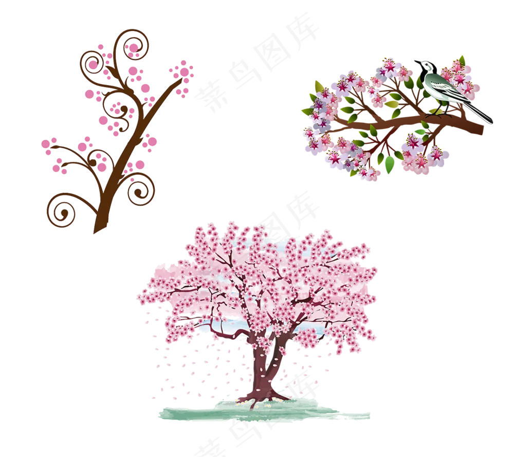 树枝/花/粉色/装饰素材