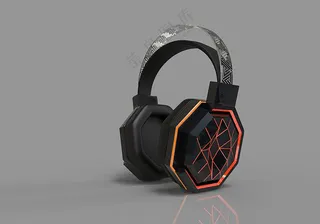 黑色科技感立体头戴式耳机样机