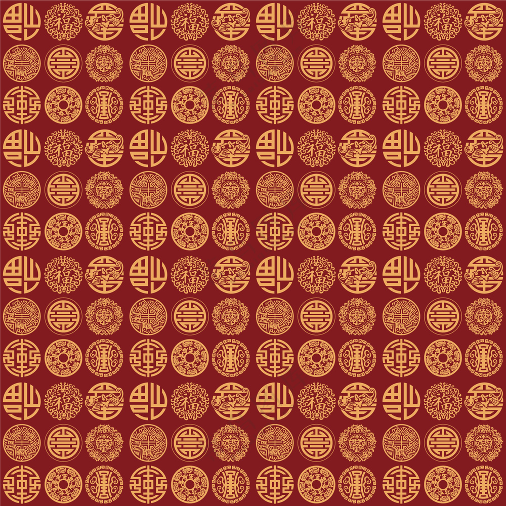 中国风海报元素传统书法文字福寿插画背景矢量素材(7)