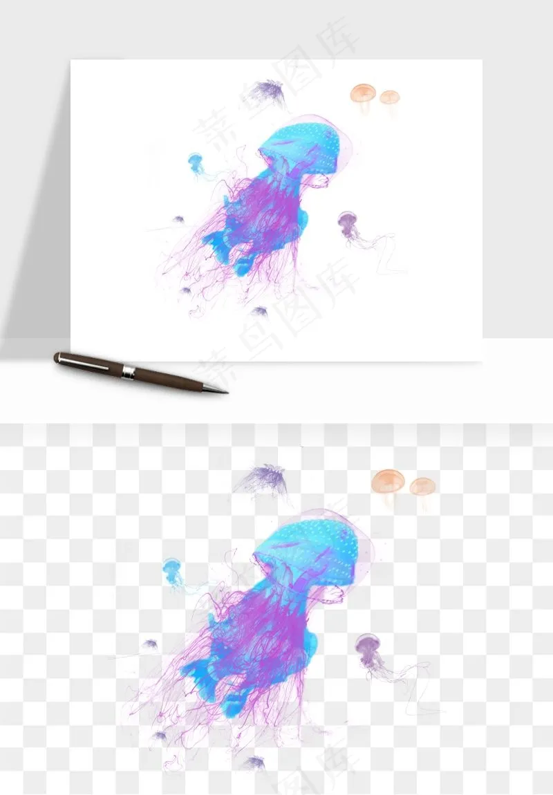 水母章鱼海底生物png免抠图