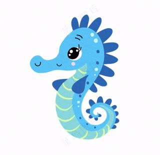 海马海洋动物卡通插画免抠