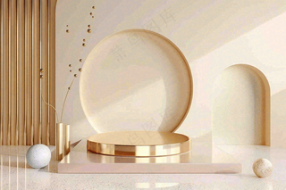 美妆护肤3d展台清新背景