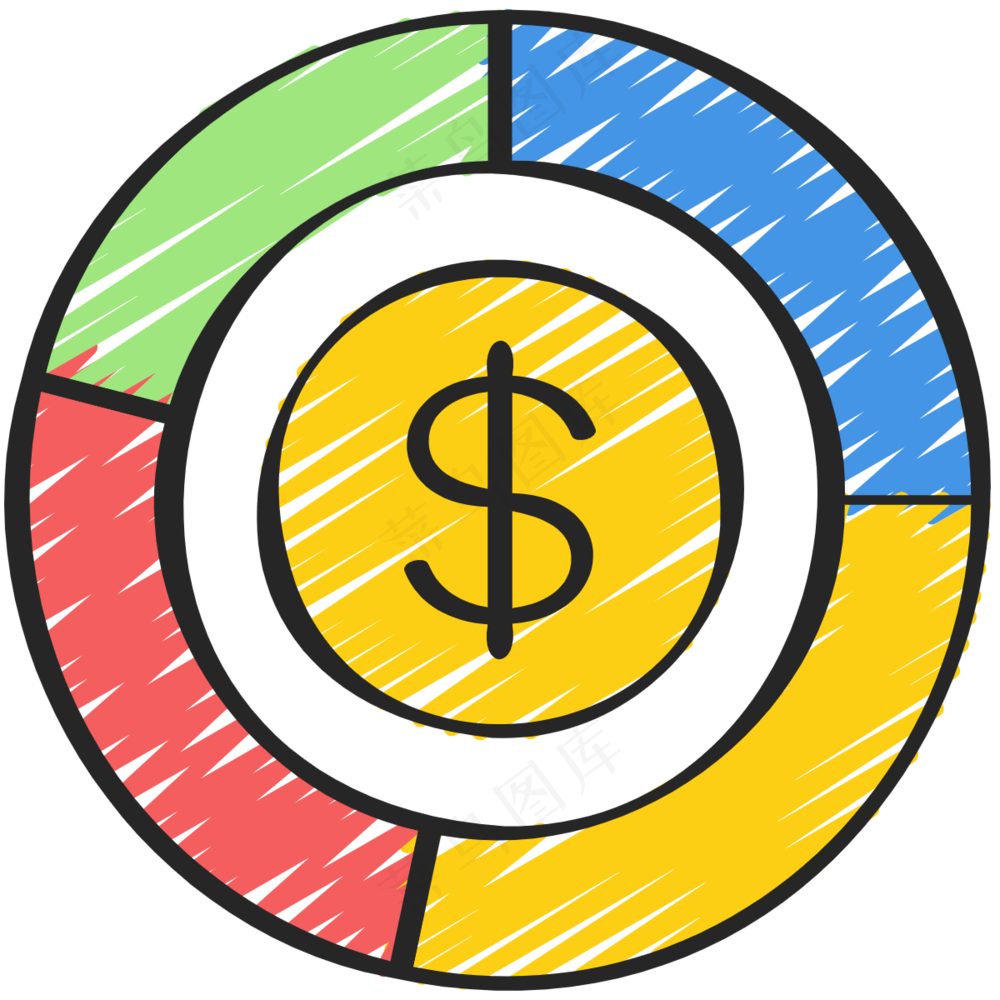 财务分析 饼状图 铅笔手绘图标icon