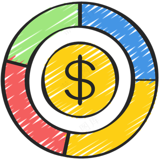 财务分析 饼状图 铅笔手绘图标icon