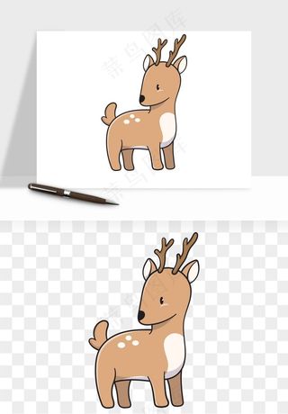 手绘梅花鹿小鹿麋鹿png免抠
