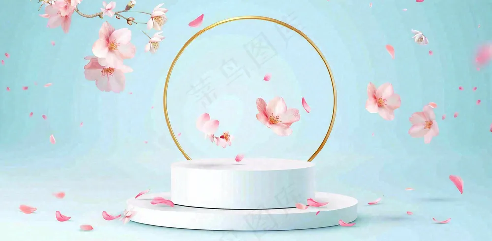 美妆护肤3d展台清新背景