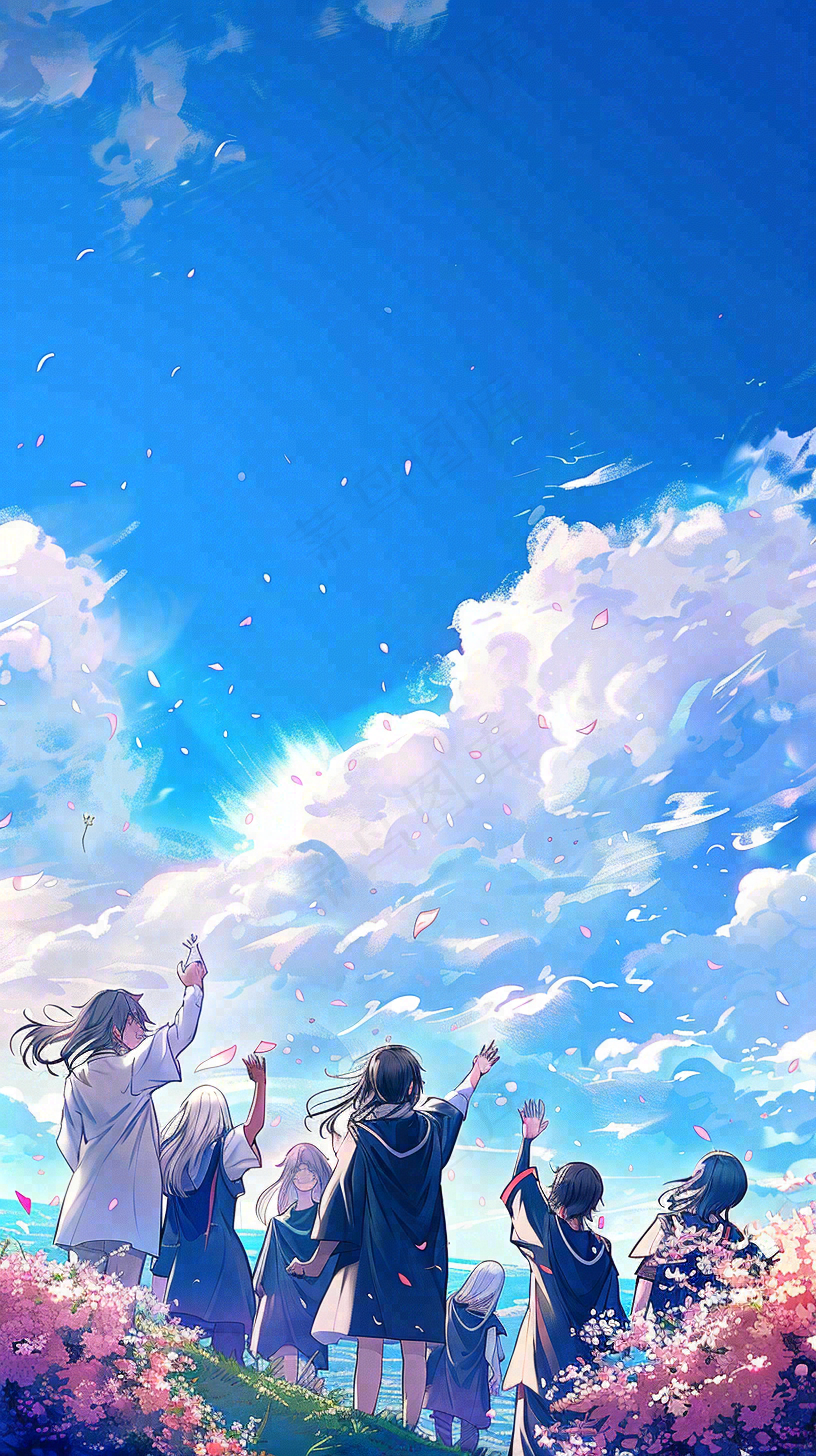 学生毕业季考试青春插画背景